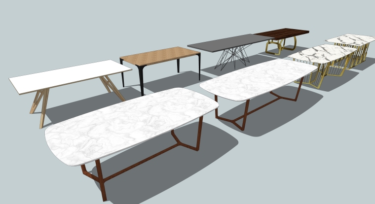 休闲餐桌3d模型资料下载-室内家具SU模型-餐桌(34套)