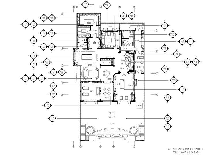 新中式两层别墅施工图资料下载-上海松江1100㎡新中式私人别墅CAD施工图