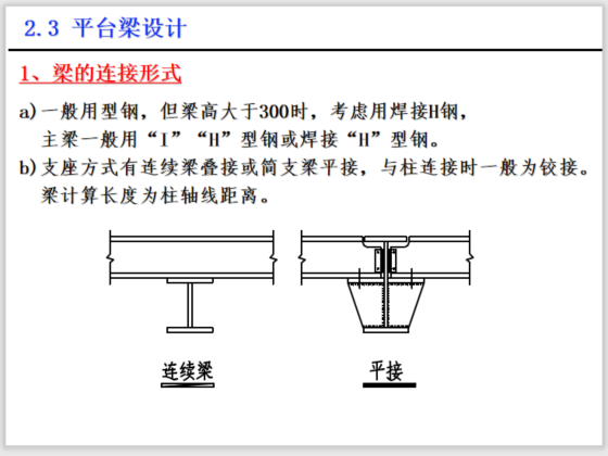 钢结构设计(钢平台模板)-梁的连接形式