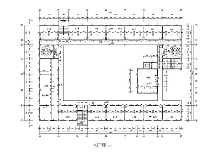 六层框架结构办公楼图纸-六层平面图6