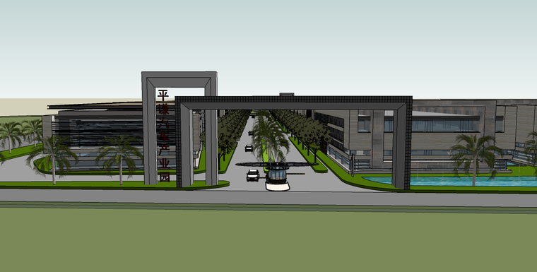 工业产业园su模型资料下载-汽车产业园su模型