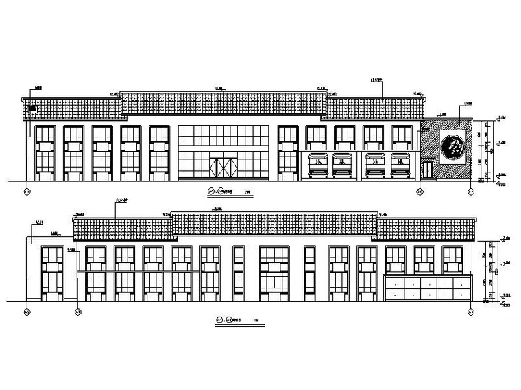 2层钢混框架结构管理用房建筑结构施工图-建筑立面图