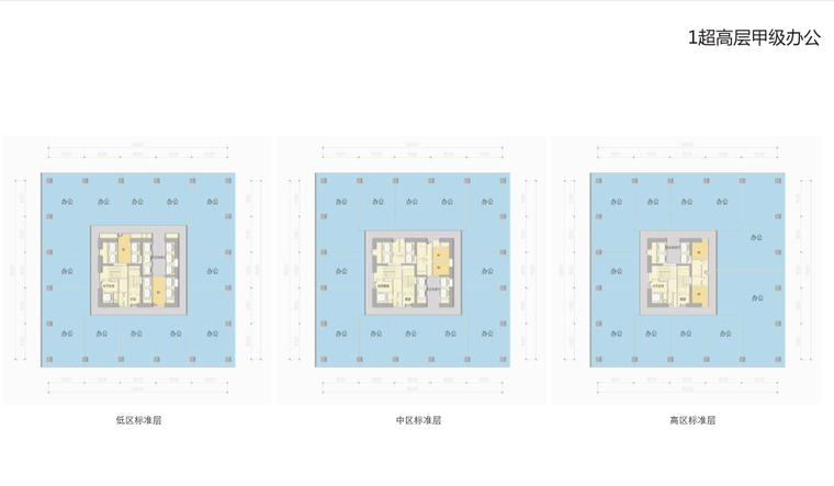 [湖南]超高层办公、人才公寓、商业建筑-1超高层甲级办公平面图