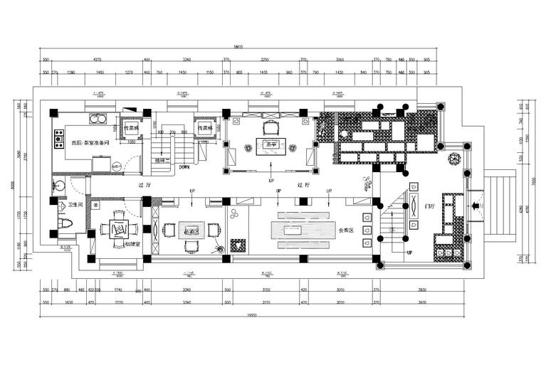 服装店设计施工图含尺寸资料下载-禅意秀茶亭会所全套CAD施工图+效果图