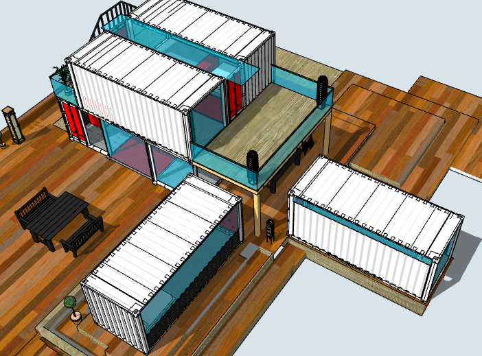 建筑模型住宅资料下载-组合集装箱住宅建筑模型设计