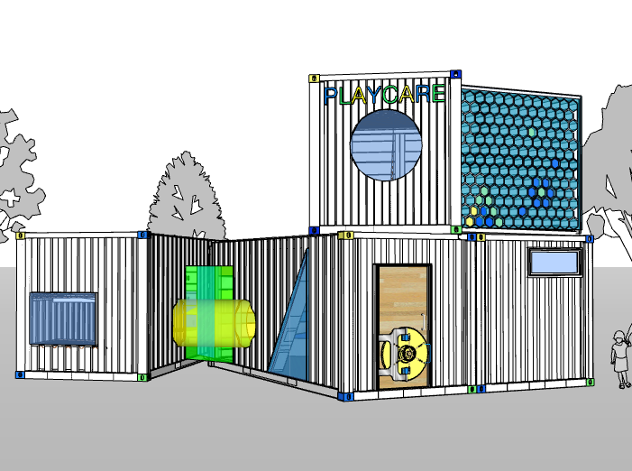 小区儿童乐园效果图资料下载-儿童乐园集装箱建筑模型设计