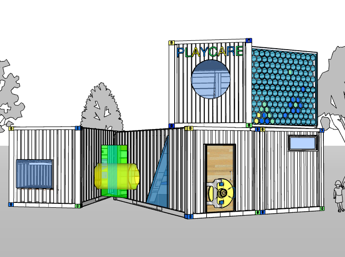 儿童乐园儿童项目资料下载-儿童乐园集装箱建筑模型设计