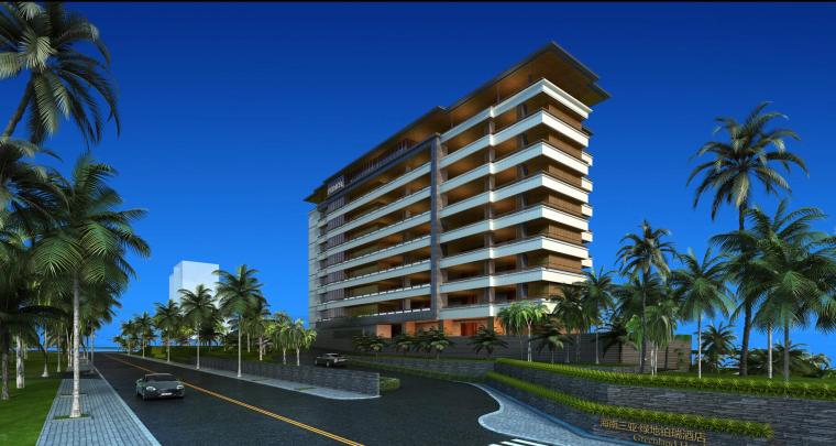 三亚酒店建筑设计案例资料下载-[海南]中式风格三亚铂锐酒店建筑模型设计