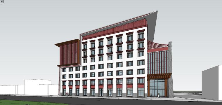 现代藏式建筑设计资料下载-稻城藏式酒店住宅建筑模型设计