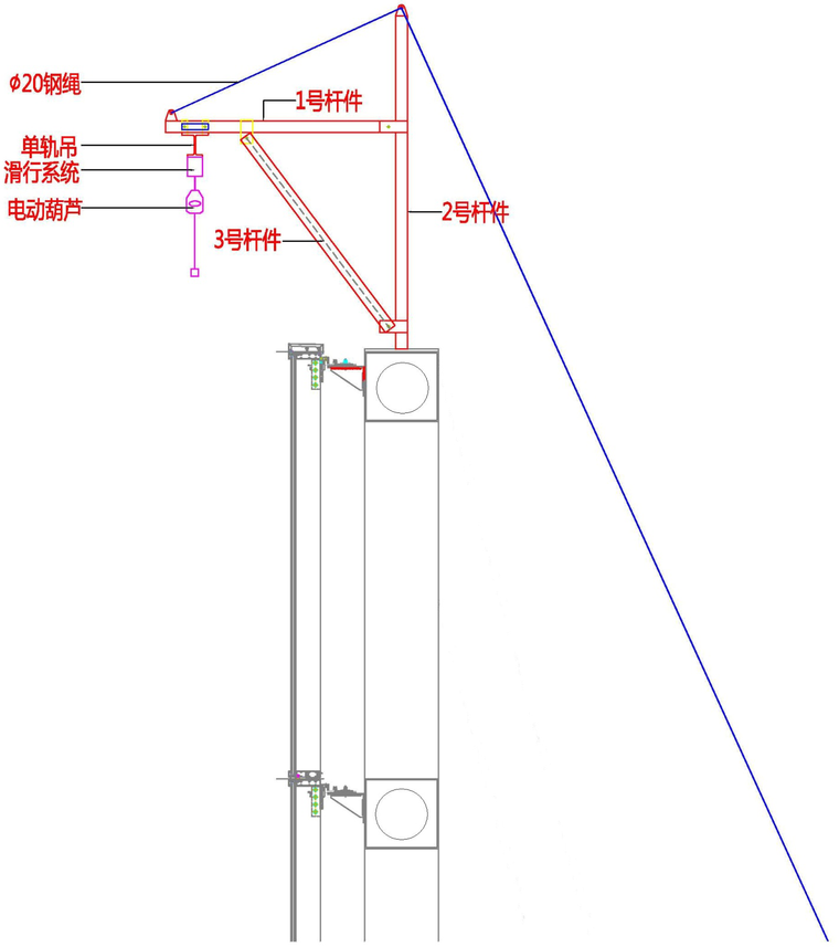 [西安]核心筒超高层单元式幕墙施工组织设计-12增设架体示意图