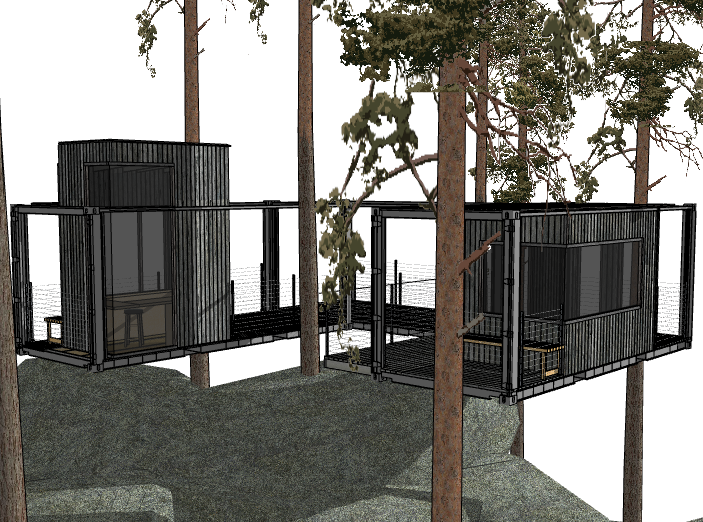 钢结构集装箱方案资料下载-集装箱山地建筑模型设计