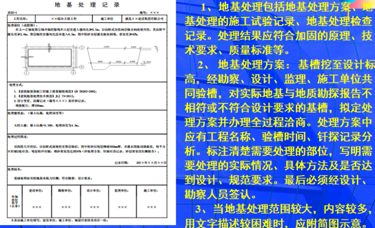 [湖北]建筑施工资料管理及统一用表编制解析-地基处理记录