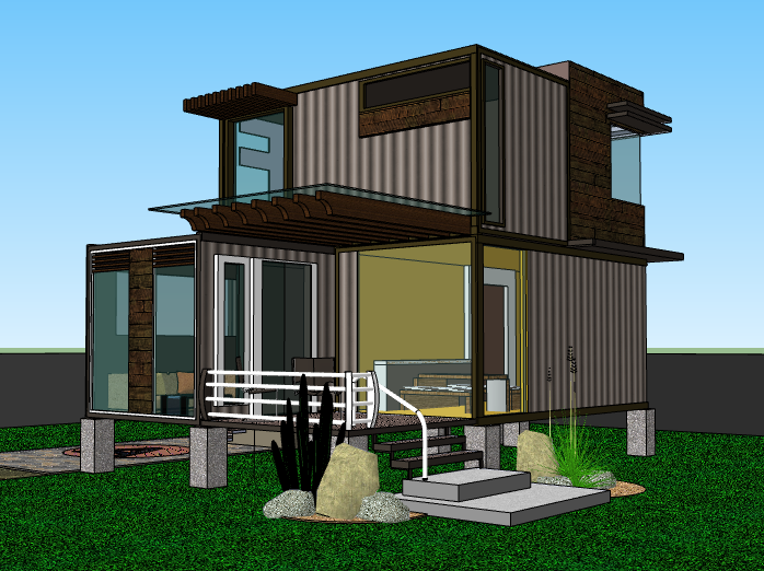 北美小型住宅建筑资料下载-小型集装箱住宅建筑模型设计