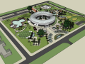 圆形元素校园建筑景观su模型