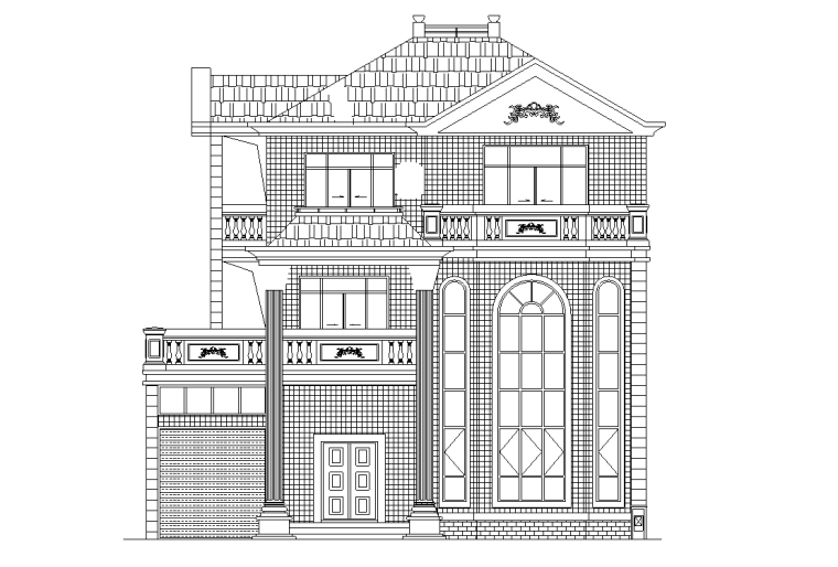 cad立面图门窗资料下载-欧式风格多层独栋别墅建筑施工图设计