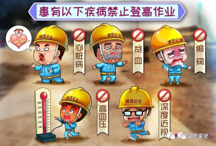 高空坠落的漫画资料下载-漫画解读登高作业安全“十不干”