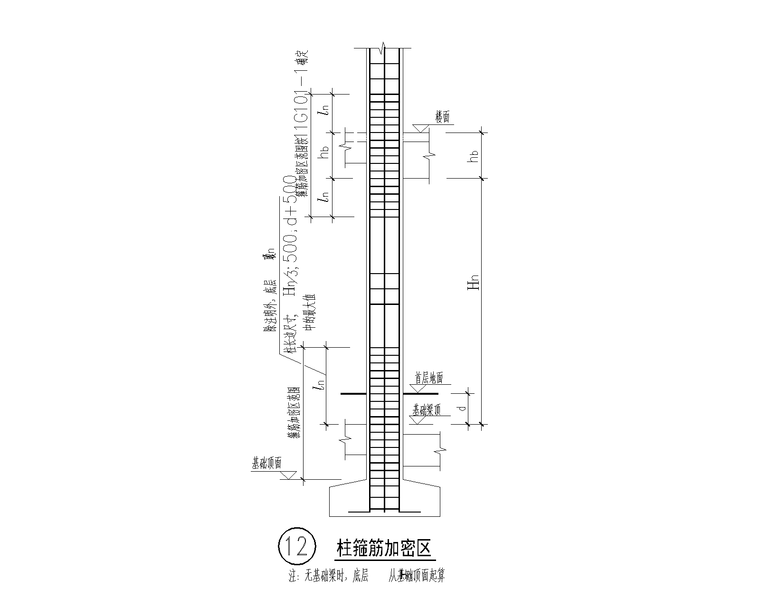 32层剪力墙宿舍楼结构施工图(预应力管桩)-柱箍筋加密区