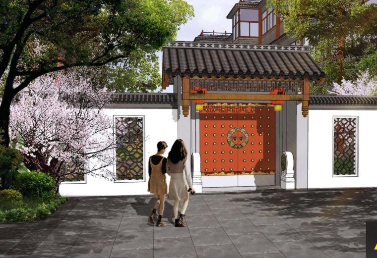 香格里拉酒店景观设计资料下载-[北京]明清风格旅游酒店院内景观设计  