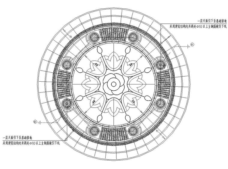 景观细部施工图|高端景观亭一电气施工图-高端景观亭一基础接地平面图