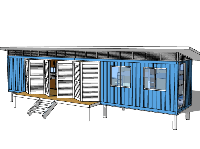 2个集装箱拼成一室资料下载-集装箱宿舍建筑模型设计