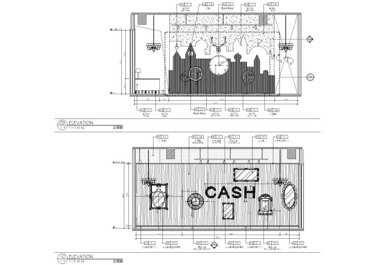 CASH酒吧室内装饰工程装饰施工图+效果图-立面图3