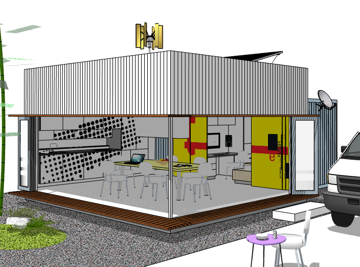 小型集装箱房屋建筑模型设计-集装箱房屋建筑SU模型2