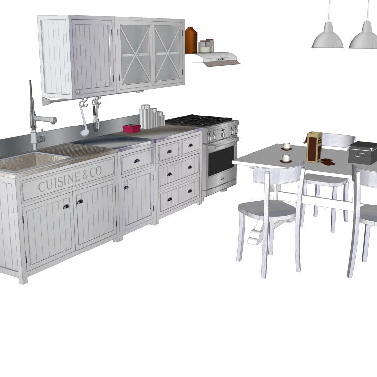 su室内厨房设计模型资料下载-室内家具SU模型_橱柜SU模型（19套）