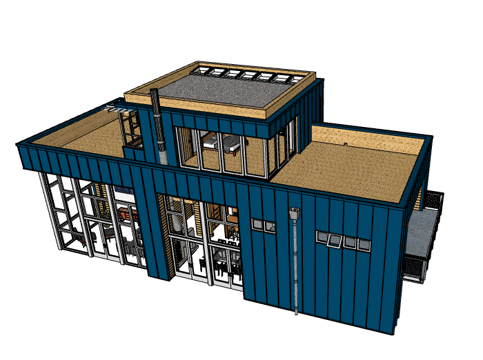 二層集裝箱別墅建築模型設計