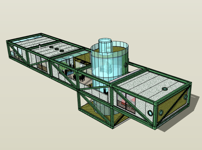 集装箱住宅CAD图资料下载-集装箱架空住宅建筑模型设计