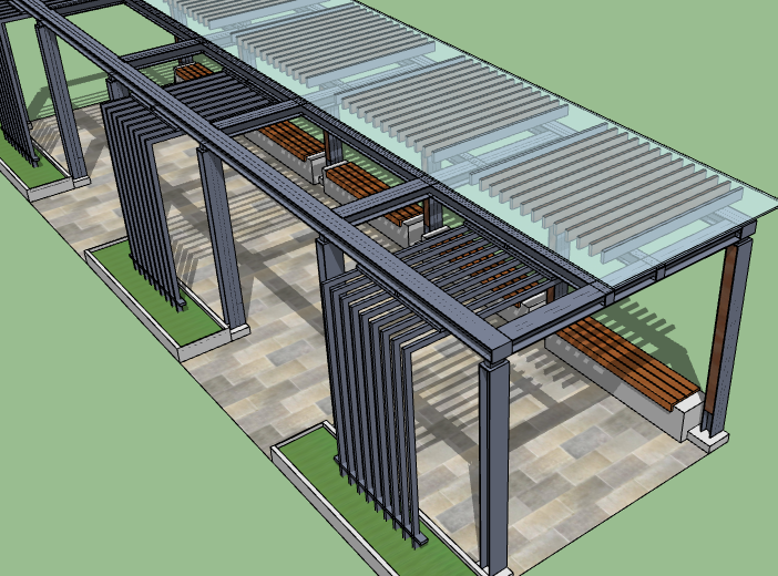 新中式廊架su模型设计