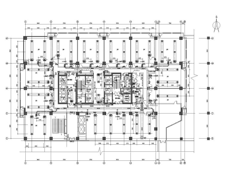 西安高新NEWORLD商业综合体塔楼暖通施工图-1#楼六层空调及通风平面图
