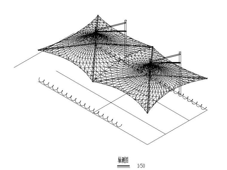 膜结构观景台施工图资料下载-膜结构自行车棚结构施工图（图纸齐全）
