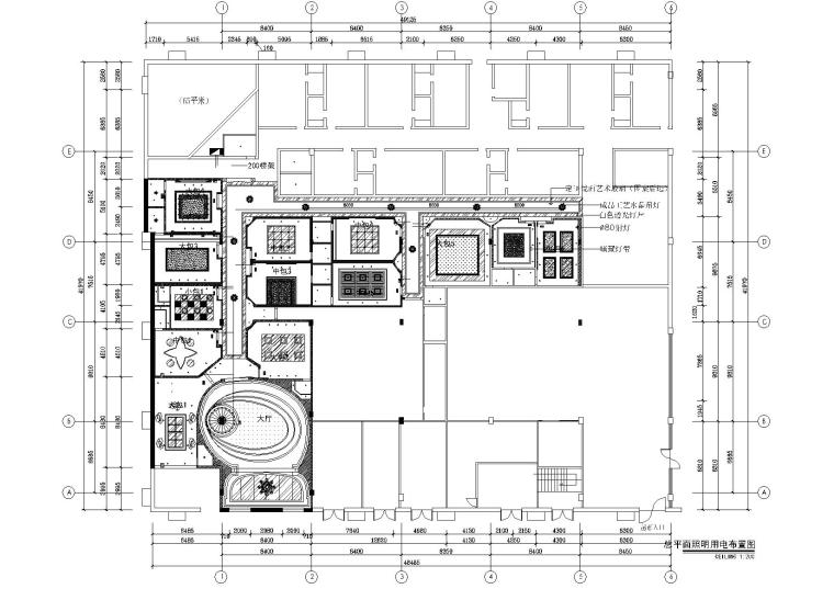 [河南]郑州浅渡娱乐会所装饰施工图+效果图-天花布置图