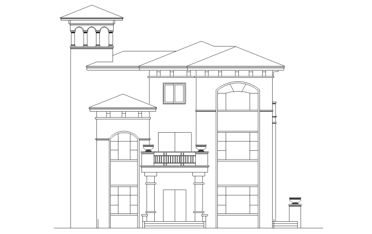cad立面图门窗资料下载-三层独栋别墅建筑施工图设计