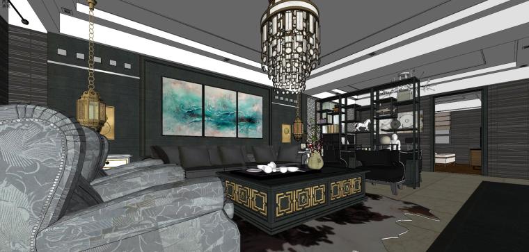 中式简约室内模型资料下载-新中式住宅室内模型设计