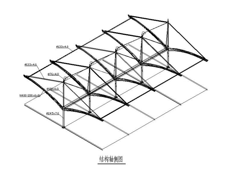 膜结构观景台施工图资料下载-救护车车棚膜结构施工图（图纸齐全，2011）