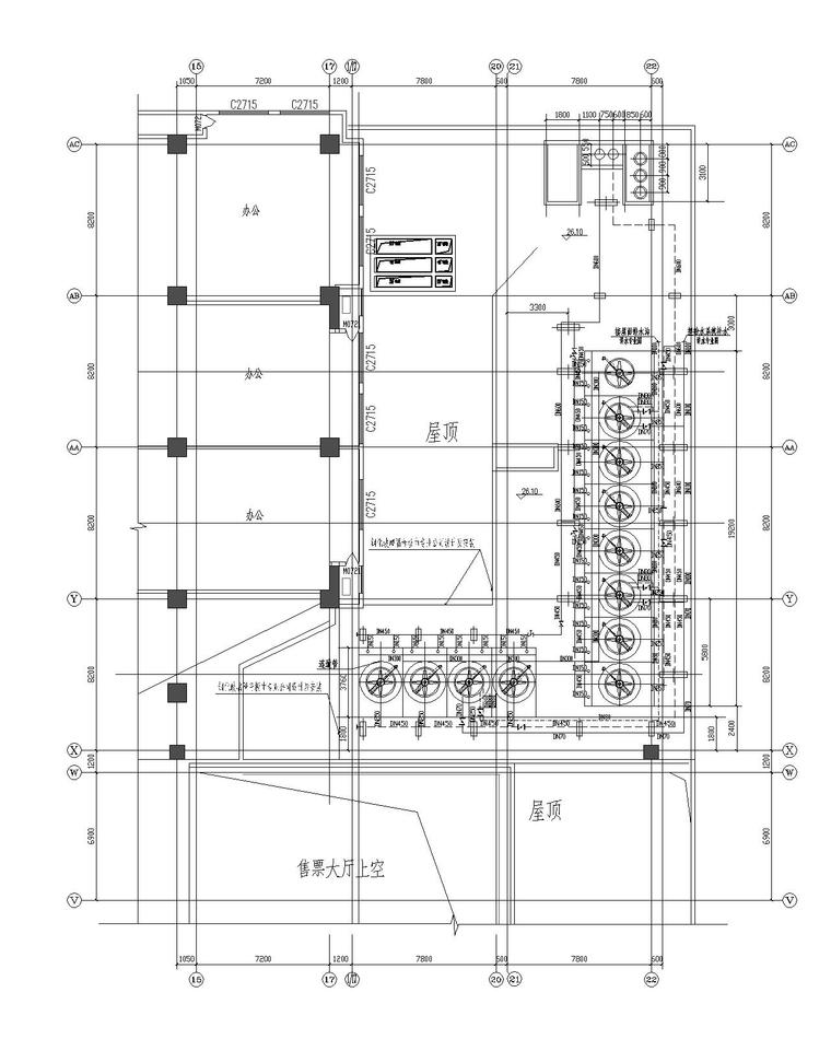 西安高新NEWORLD商业综合体塔楼暖通施工图-冷却塔配管平面图