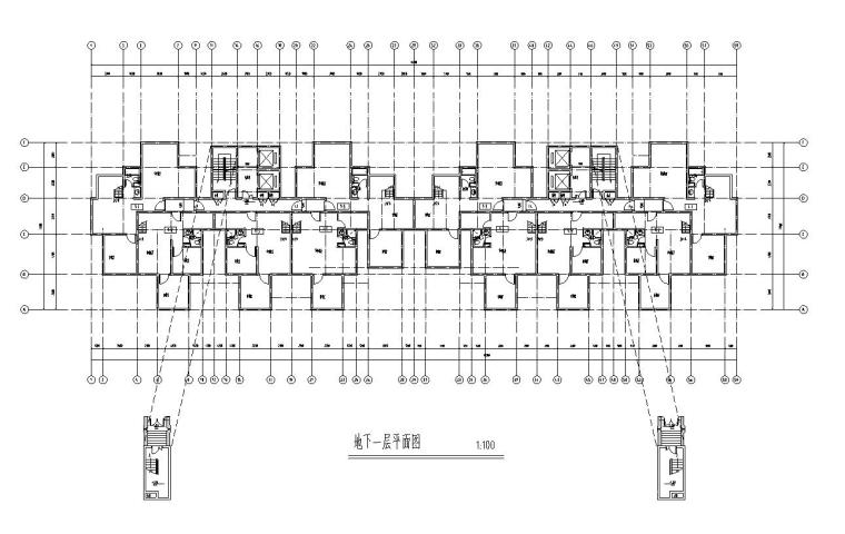 [江苏]欧式风格大型住宅建筑方案设计-地下一层平面图