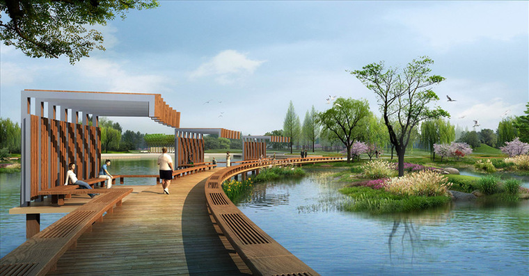 [分享]景观木栈道平台设计案例效果图