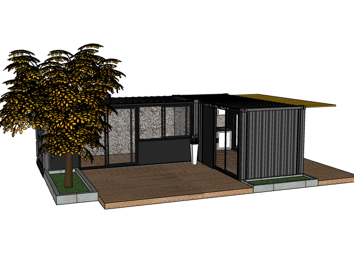 简约集装箱房屋建筑模型设计-集装箱房屋SU模型1