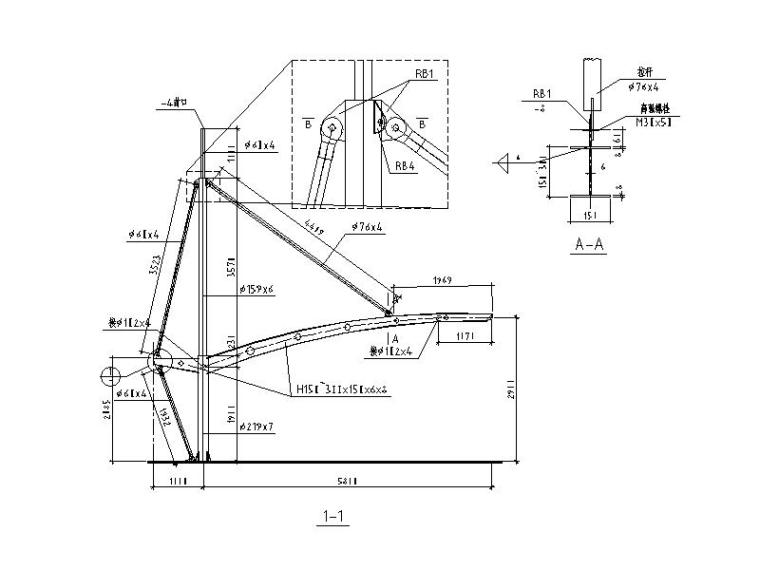 钢结构挑棚施工图资料下载-膜结构汽车棚结构施工图