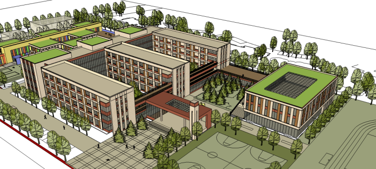 su模型校园公建资料下载-学校校园景观su模型