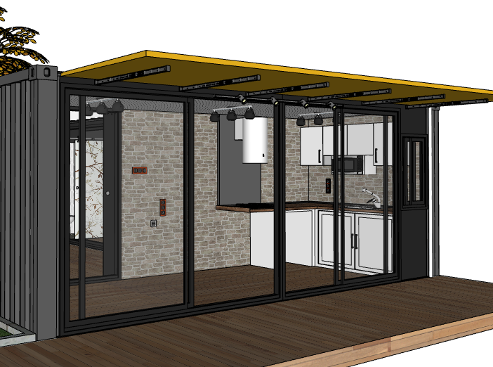 简约集装箱房屋建筑模型设计-集装箱房屋SU模型3