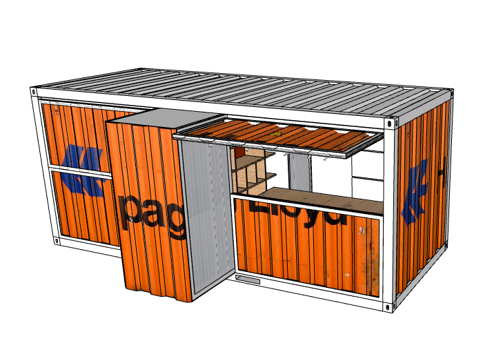 钢结构集装箱图纸资料下载-集装箱商业建筑模型设计