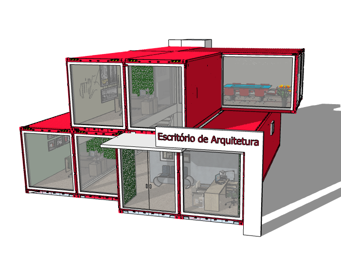 集装箱建筑室内设计资料下载-集装箱办公建筑模型设计