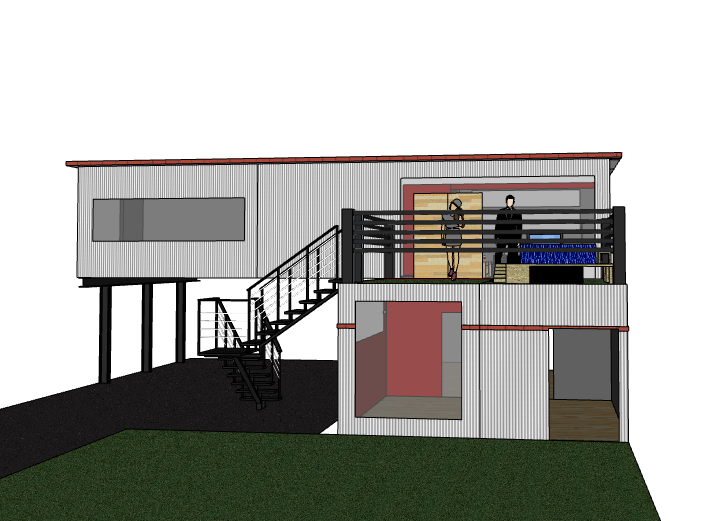 二层集装箱su模型资料下载-二层集装箱房屋建筑模型设计