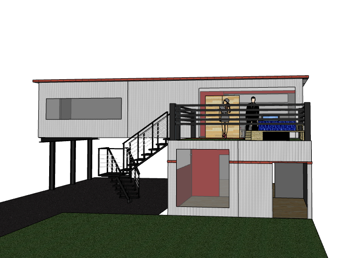 大型集装箱建筑模型资料下载-二层集装箱房屋建筑模型设计