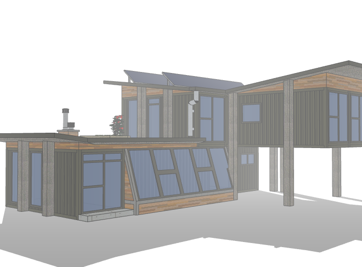 移动集装箱模块房资料下载-小型集装箱别墅建筑模型设计