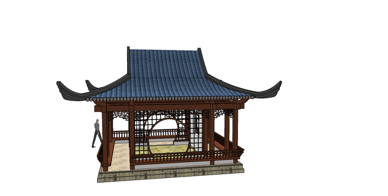 中式亭子廊架su模型