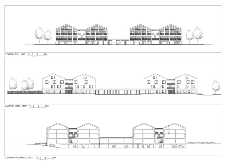 法国Passy 25集体住房和商业建筑-Section_and_Elevations_500°